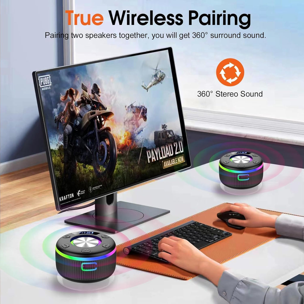 ShowerBeat - The Ultra-Waterproof IP7 Bluetooth Speaker with RGB Lights & Time Display.